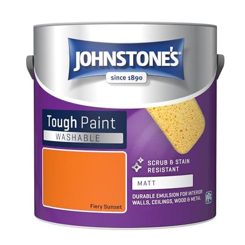Image of Johnstone's - Washable Paint - Fiery Sunset - Matt Finish - Emulsion Paint - Highly Durable - Stain Resistant - Non Toxic & Low Odour - 12m2 Coverage per Litre - 2.5L