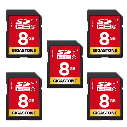 Image of Gigastone 8GB SDHC Memory Card, Pack of 5 Cards, High Speed for Storing Photos, Videos, Music, Voice Files, Camcorder, Camera, Recorder, PC, Mac, Class 10