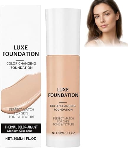 Image of Intelligent Color Changing Foundation for Mature Skin,Adapts to Skin Tone,Lightweight Buildable Color Correcting Foundation,Medium Coverage, Long-Lasting Natural Dewy Finish (STYLE 1)