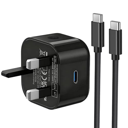 Image of Samsung Fast Charger Plug and 1M Cable, Samsung USBC Charging Lead with USB Type C Plug for Galaxy S26 S25 S24 S23 S22 S21 S20 A32 A33 A34 A35 A36 A53 A54 A55 A56 A52 A17 A16 A15 A25 A26 A22 A23 A24