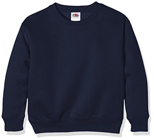 Image of Fruit of the Loom Unisex Kids Set-In Premium Sweater, Navy, 7-8 Years (Manufacturer Size:30)
