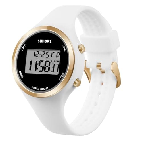 Image of OFFCUP Digital Watches for Women, LED Ladies Digital Watch, Silicon Strap Elecreonic Women Watches, Outdoor Sport Fashion Wrist Watch with Alarm Week LED Light for Women Ladies Girls (White)