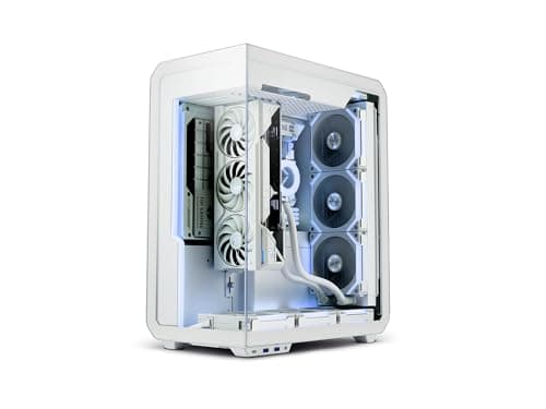 Image of SSUPD Xhuttle White ATX Mid Tower Gaming Case, Dual Chamber, Tempered Glass/Steel, 3 x 120mm ARGB Reverse Fan, RGB Strip, Vertical GPU Airflow