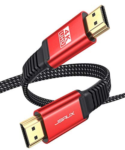Image of JSAUX 4K HDMI Cable, 1M Flat HDMI 2.0 Cable Ultral High Speed 18Gbps Lead Cord Support 3D, Video 4K@60Hz, UHD 2160P, HD 1080P, Ethernet Compatible with Fire TV, Apple TV, Xbox PS4 PS3 PC - Red