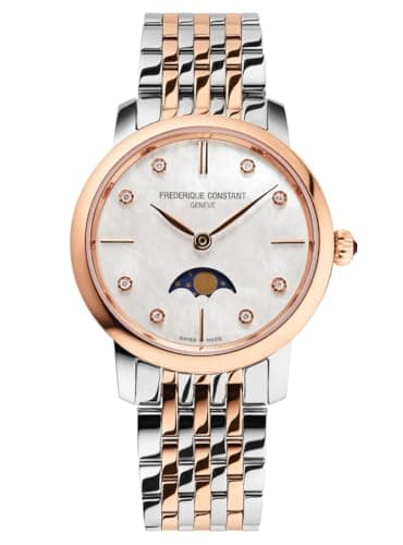 Image of Frédérique Constant Women Quartz Analogue Watch Slimline Moonphase Swiss Made