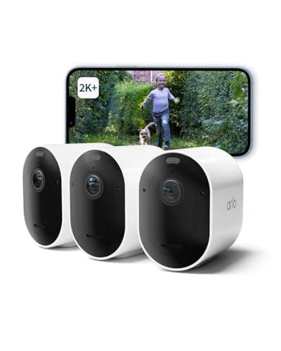 Image of Arlo Pro 5 Security Camera Outdoor Wireless, 2K Video Battery Operated Home Outdoor Camera With Advanced Colour Night Vision, Siren & Dual-Band WiFi, Arlo Secure Trial Included, 3 Cameras, White