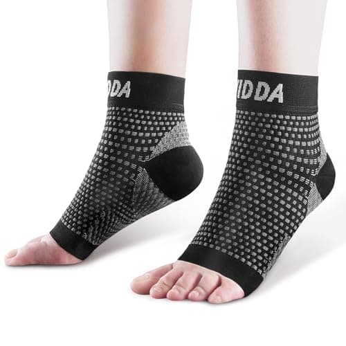 Image of AVIDDA 2 Pairs Ankle Support Brace for Men and Women, Compression Sleeve Socks for Plantar Fasciitis, Sprained Ankle, Ligament Damage, Achilles Tendonitis, Sports, Running - Black M