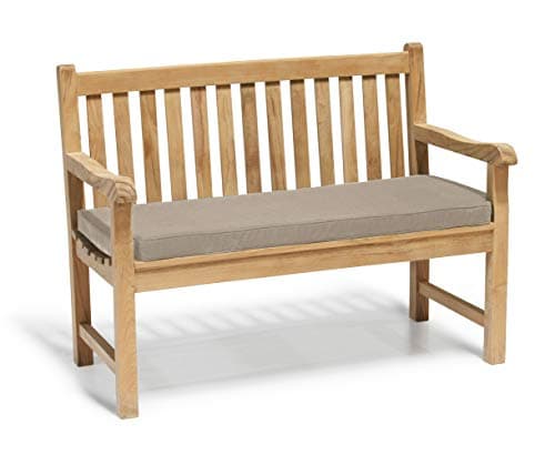 Image of Jati York Garden Bench A Grade Teak 1.2m (4ft) FULLY ASSEMBLED Outdoor Bench with Taupe Cushion Brand, Quality & Value