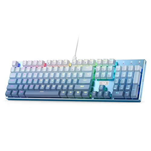 Image of Redragon K556 SE RGB LED Backlit Wired Mechanical Gaming Keyboard, Aluminum Base, 104 Keys Upgraded Socket, Hot-Swap Linear Quiet Red Switch, Gradient Blue