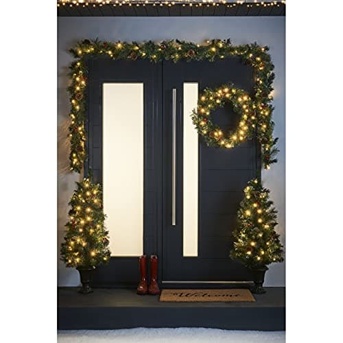 Image of WeRChristmas Pre-Lit Decorative Christmas Tree, Wreath & Garland Set