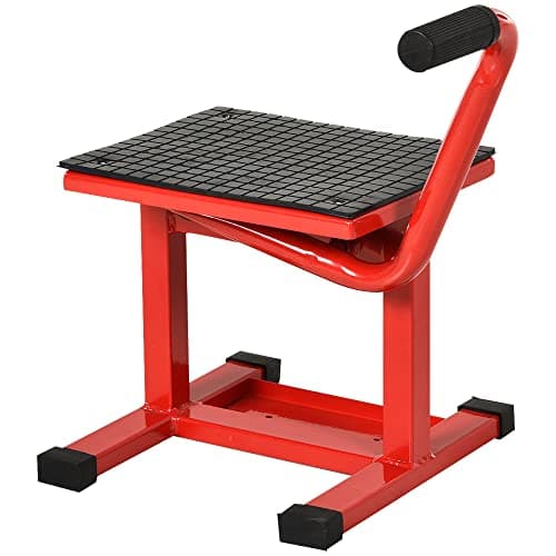 Image of DURHAND 150KG Steel Motorcycle Lift Rubber Platform, Crank Lift Manual Repair Clean Hoist Table Assist Off-Road Dirt Bike Stand, 27.5/39.5H cm, Red