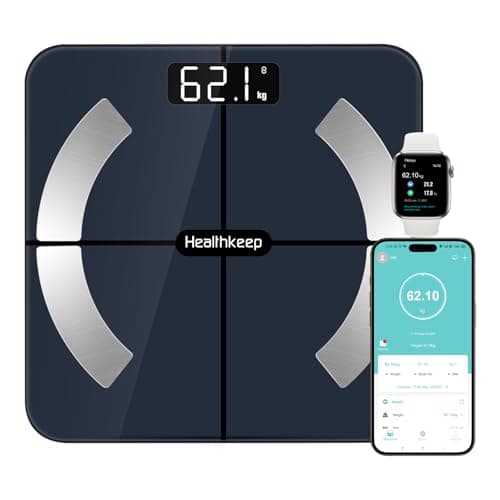 Image of Healthkeep Scales for Body Weight with App 13 Body Composition Metrics, Digital Bathroom Scales with Bluetooth Weighing Scale, App Compatible with iOS Android 11 * 11 Iches (Blue)
