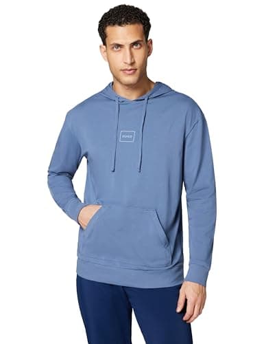Image of HUGO Men's Laze Hoodie Lounge Sweatshirt, Open Blue 496, XXL