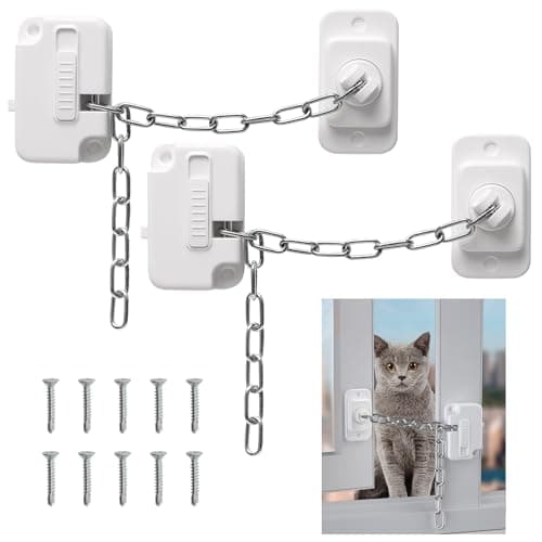 Image of 2Pcs Window Locks Window Safety Restrictors with Screws, Window Restrictor Locks for Child Pets Safety, Adjustable Window Lock for Door, Sliding Window, Fridge, Cabinets, Drawers