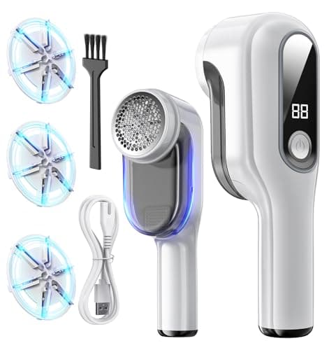Image of PKBD Large Size Electric Charging Fabric Shaver and Lint Remover with 3 Free Extra Blades, Large Capacity Scrap Storage, Quickly and Effectively Remove Fluff, Lint, and Bobbles
