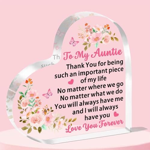 Image of JETTOP Auntie Gifts -Gifts for Auntie Birthday Auntie Mothers Day Christmas Heart Acrylic Presents Auntie Always Have You
