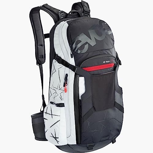 Image of EVOC FR TRAIL UNLIMITED 20L back protector, cycling backpack, for bike tours & trails (Size: S, LITESHIELD back protector TÜV/GS certified. Ergonomic LITESHIELD SYSTEM) Black/White