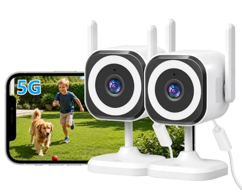 Image of GUOANVISION 5G Security Camera Indoor Outdoor, 3MP WiFi CCTV Camera Systems for Baby/Pet/Dog, Baby Monitor with APP, IP66 Waterproof, 24/7 Recording, Color Night Vision, Alarm Siren, SD/Cloud -2Pack