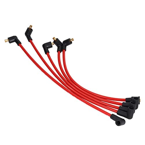 Image of 8mm Red Silicone HT Ignition Leads Wires Cables 5Pcs Set Compatible with MGB 1800cc High Performance Replacement for Enhanced Engine Efficiency and Driving Experience