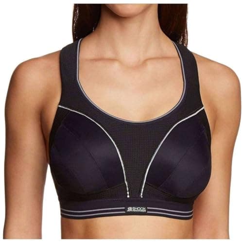 Image of Champion Women's Shock Absorber S5044 Ultimate Run Bra Sports Bra, Black/Silver, 32B