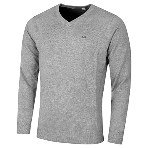Image of Calvin Klein Mens V-Neck Sweater - Grey Marl - L