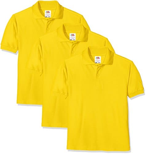 Image of Fruit of the Loom Unisex Baby Short Sleeve Polo Shirt, Sunflower, 5-6 Years UK