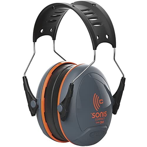 Image of JSP SONIS COMPACT Adjustable Ear Defenders 32dB SNR - Grey/Orange - Hearing Protection Earmuffs for Adults - Flexible & Comfortable Fit - EN 352-1
