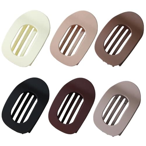 Image of 6 PCS Flat Hair Clips for Women, Curved Design Hair Clips for Lying, Driving - Matte Strong Hold Hair Claw Clips for Thin, Thick Hair, Hair Accessories for Women and Girls (Solid color)