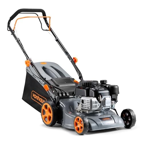 Image of VonHaus Petrol Lawnmower 132cc – Self Propelled Lawn Mower for All Types of Grass/Gardens – 40L Collection Bag, 40cm Working Width, 7 Height Settings