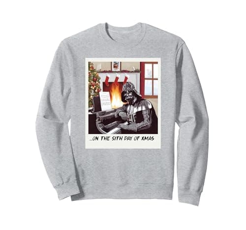 Image of Star Wars Darth Vader Sith Day of Xmas Holiday Sweatshirt, Adult Unisex, Heather Grey, XX-Large