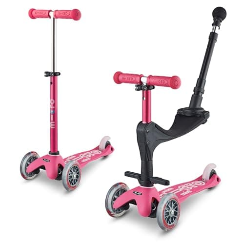 Image of Micro Scooters | Mini 3in1 Deluxe Push Along Children's Trike | Toddler Scooter with Seat | 12mths-5yrs | Boys & Girls | Pink