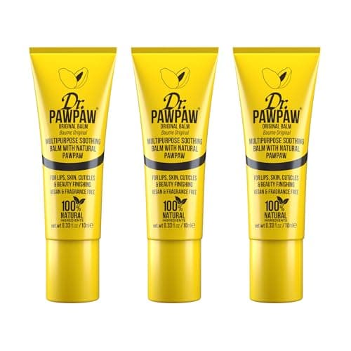 Image of Dr.PAWPAW Original Balm, Multi-Purpose Natural No Fragrance Balm for Hydrating Lips, Skin, Hair, Cuticles, Nails & Beauty Finishing (3 x 10 ml)