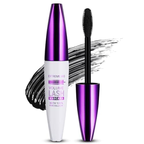 Image of Extreme Big 5D Volume Lash Mascara,Black Silk Fiber Eyelash Lash Volumizing Thickening Volume Mascaras with Big & Soft Brush, No Smudge, False Lash Effect
