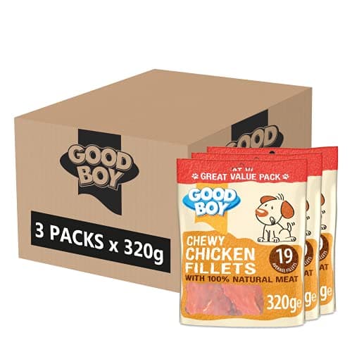 Image of Good Boy - Chewy Chicken Fillets - Dog Treats - Made With 100% Natural Chicken Breast Meat - 320 Grams - Low Fat Dog Treats (Case of 3)