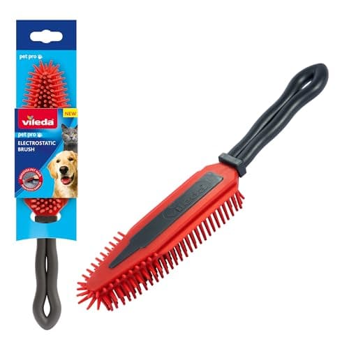 Image of Vileda PetPro Electrostatic Brush Ideal for Pet Hair Removal from Carpets and Furnishings Small Spaces Rubber Brush for Pets Hair Washable and Long Lasting