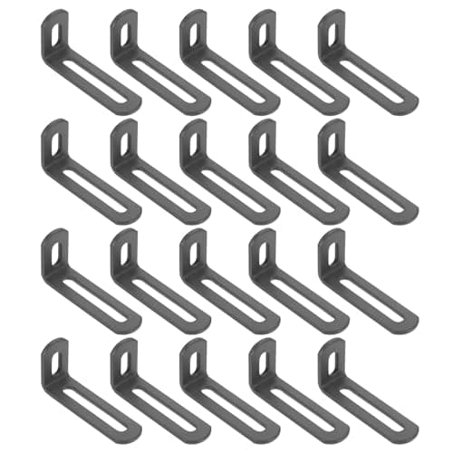 Image of sourcing map 20 Pcs Adjustable Right Angle Brackets, Slotted L-Shape Corner Bracket 65mm, 90 Degree Steel l Bracket Support for Shelves, Wood Furniture Construction, Deep Grey