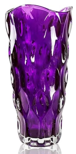 Image of Purple Vase, Glass Vases for Flowers, 12in Large Tall Flower Vase, Birthday Gifts for Women, Modern Personalised for Living Room Home Decor Christmas