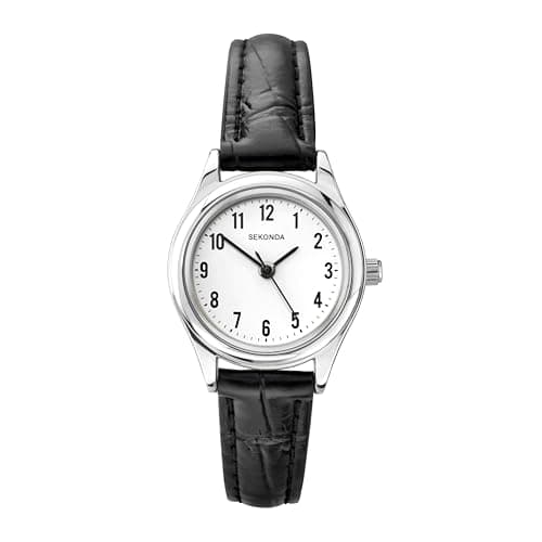Image of Sekonda Women's Quartz Watch with White Dial Analogue Display and Black Leather Strap 4491.27