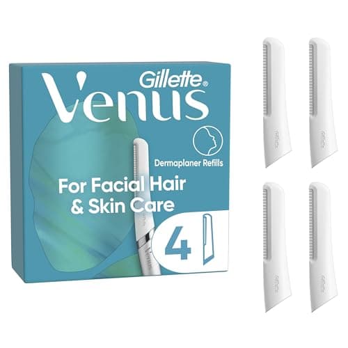 Image of Gillette Venus Dermaplaning Blades for Face, Womens Face Razor Refills x 4 for Facial Hair & Skin, Exfoliating Blades for Dermaplaning Tool
