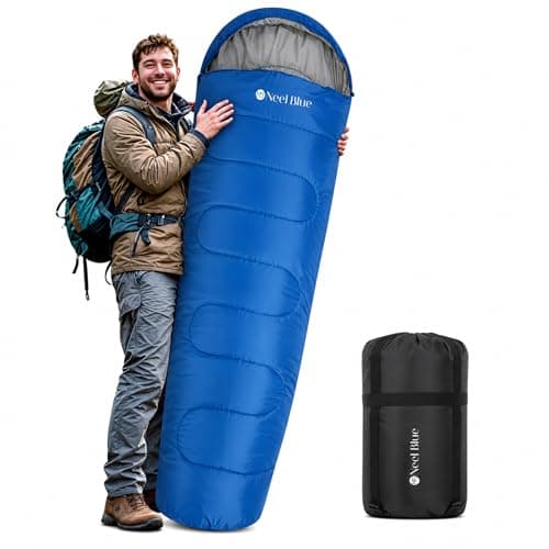Image of WedDecor All-Season Mummy Sleeping Bag for Camping Royal Blue – Insulated, Water-Proof & Portable – Hooded Sleeping Bag for Adults – 220cm x 85cm – Ideal for Hiking & Backpacking