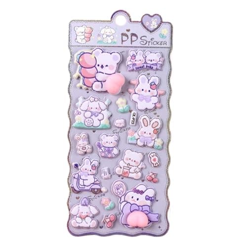 Image of 3D EMBOSSED :3D Puffy Stickers feature a vivid 3D embossed that enhances visual appeal.Humorous and cute design, shaped like a soft character hint