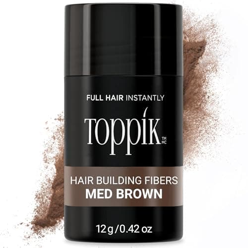Image of Toppik, Hair Building Fibres Powder for a Thicker-looking Hairline, Crown and Beard, Instant Thinning Concealer for Men and Women, 12g, Medium Brown,