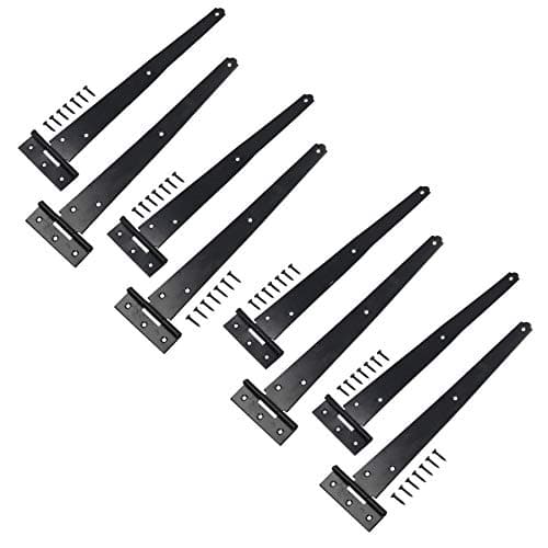 Image of 12” (300mm) Heavy Duty T Tee Hinges for Doors + Gates with Fixing Screws 8pc
