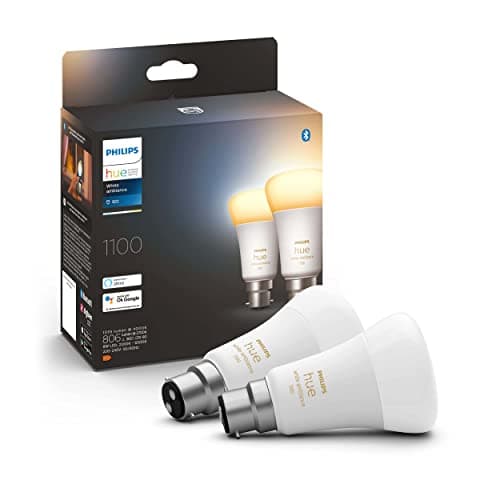 Image of Philips Hue White Ambiance Smart Light Bulb Triple Pack LED [B22] with Bluetooth - 1100 Lumen. Works with Alexa, Google Assistant and Apple Homekit.