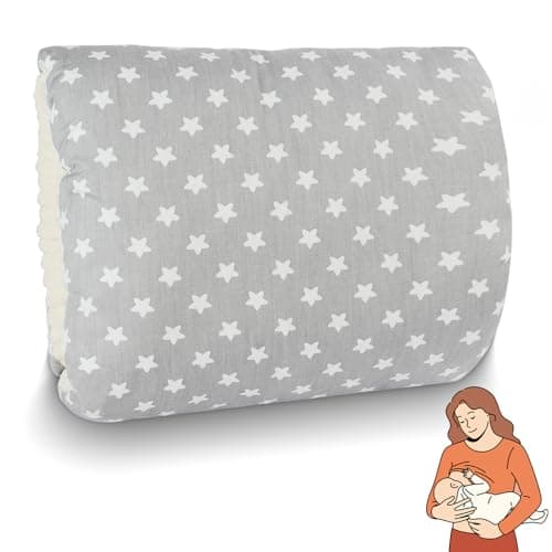 Image of Aolso Cozy Cradle Arm Pillow, Breastfeeding Arm Pillow, Baby Breastfeeding Nursing Pillow, Baby Nursing Head Support Pillow, Breastfeeding and Bottle Feeding Head Support Pillow (Grey Stars)