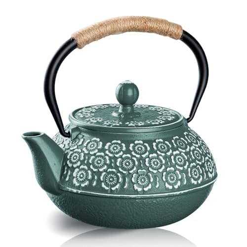 Image of PluieSoleil Stovetop Heat-Resistant Teapot with Removable Strainer 900ml, Cast Iron Loose Leaf Teapot with Infuser, Traditional Japanese Tetsubin Tea Kettle