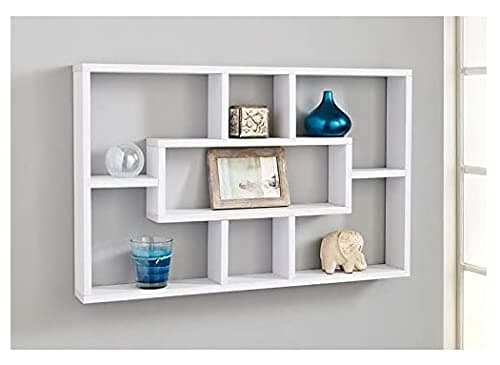 Image of Homme Concept - White Multi Compartment Space Saving Floating Display Shelves Storage Shelf Organiser Unit Home Decor Bookshelf