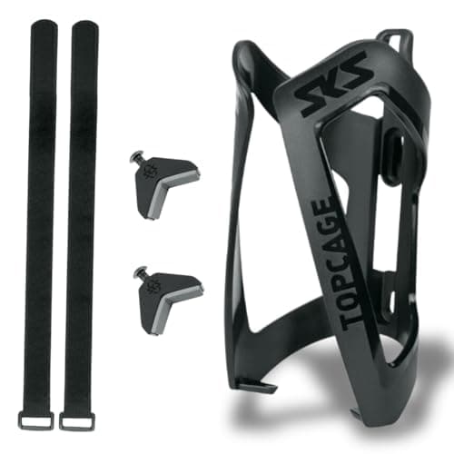 Image of SKS GERMANY ANYWHERE TOPCAGE bottle cage, bike accessories (bottle cage for bikes, including straps for tubes with a diameter of up to 80 mm, secure bottle hold), black.