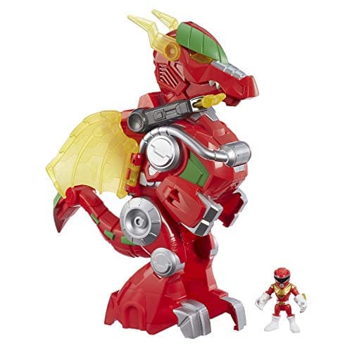 Image of Power Rangers Playskool Heroes Red Ranger & Dragon Thunderzord, 3" Action Figure, Zord, Lights and Sounds, Collectible Toys for Kids Ages 3 and Up