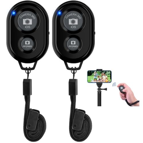 Image of Wireless Camera Remote Shutter for Smartphones 2 Pack, Wireless Phone Camera Remote Control Compatible with iPhone/Android/Bluetooth Devices, Bluetooth Clicker, Wrist Strap Included